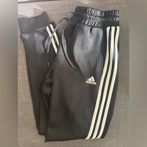 NWOT Adidas Black Joggers with White Stripes Size S